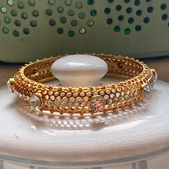 IMAN Global Chic Gold & Crystal Bangle Bracelet - Sz LG NWOT - Stunning Bracelet - Picture 5 of 12